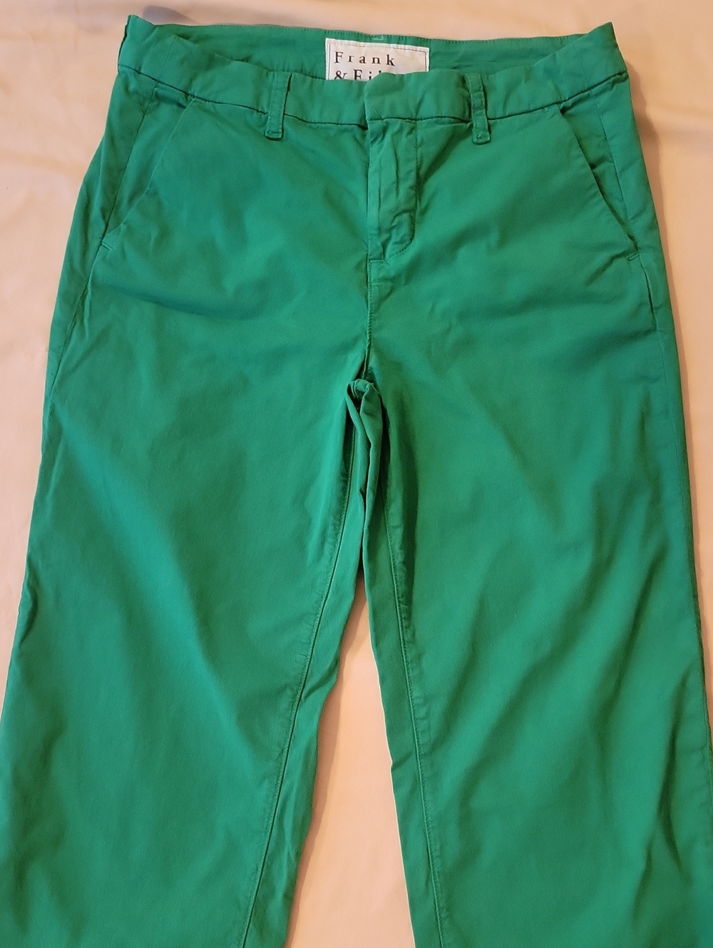 Frank & Eileen Italian Wide-Leg Chino Pants Size 4 Green Westport